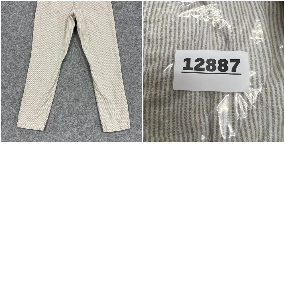 J CREW Pants Mens 32x30 Beige Driggs Jogger Linen Cotton Striped Fits30x28